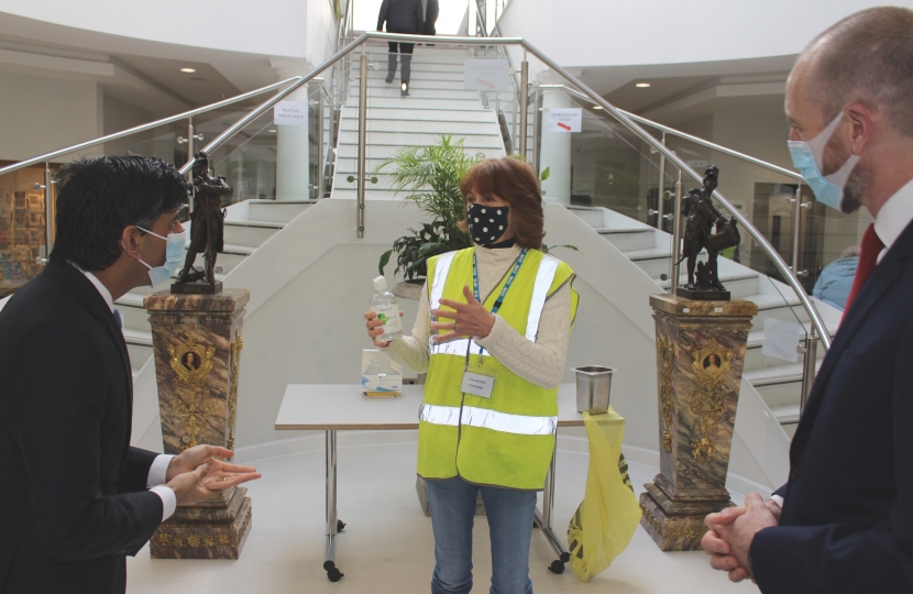 Rishi Sunak at the Tennants Auction Centre vaccination hub