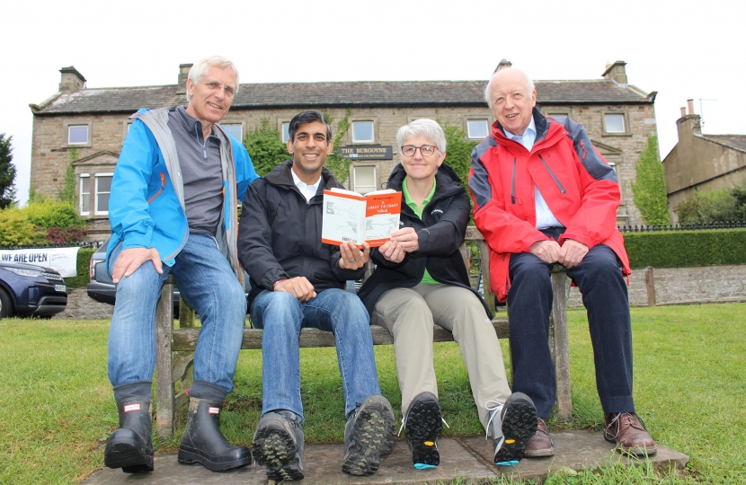 Rishi Sunak at the Burgoyne Hotel in Reet celebrating start of work on the Coast to Coast Walk