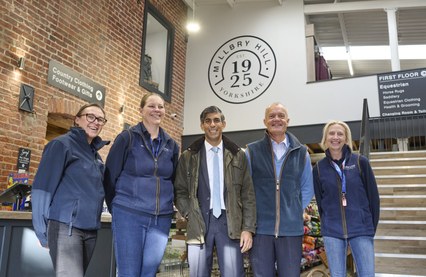 Rishi Sunak at Armstrong Richardson's Millbry Hill store in Stokesley