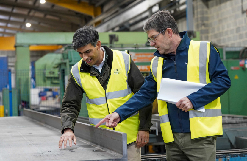 Rishi Sunak at Hambleton Steel, Brompton on Swale