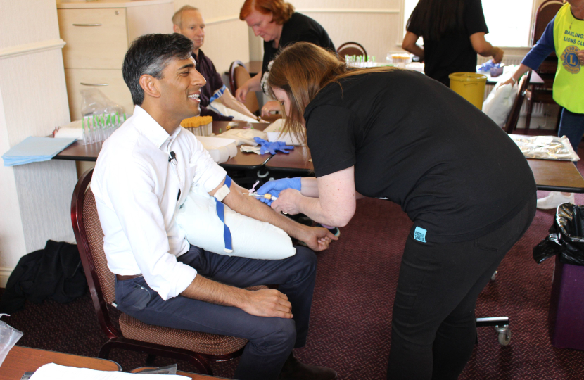 Rishi Sunak getting his blood test