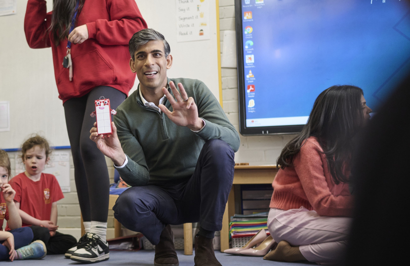 Rishi Sunak assisting in a Numeracy lesson