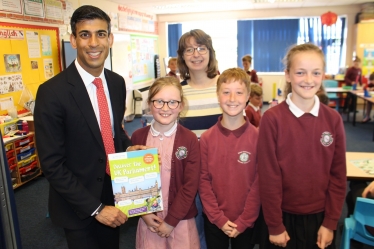 Rishi Sunak at Thornton Watlass school