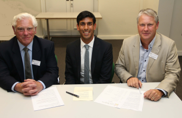 Rishi with David Poole, left and Richard Sanderson of the new network