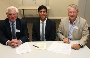 Rishi with David Poole, left and Richard Sanderson of the new network