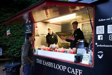 Rishi Sunak with Nic Perks at Easby Loop Cafe