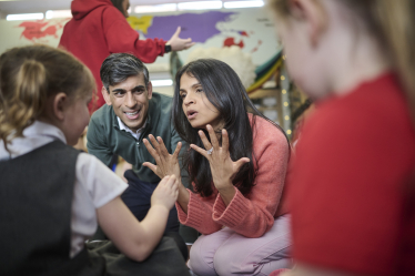 Rishi Sunak and Akshata Murty at Hutton Rudby School