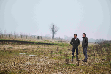 Rishi Sunak with Steve Biggs at the location of the planned development