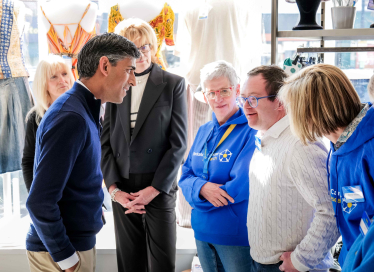 Rishi Sunak at the Yorkshire Cancer Research charity shop